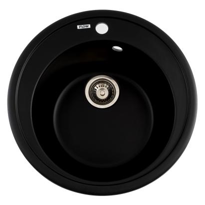 Chiuvetă de bucătărie din granit rotundă SUN Flow, negru antracit, 510x200 mm