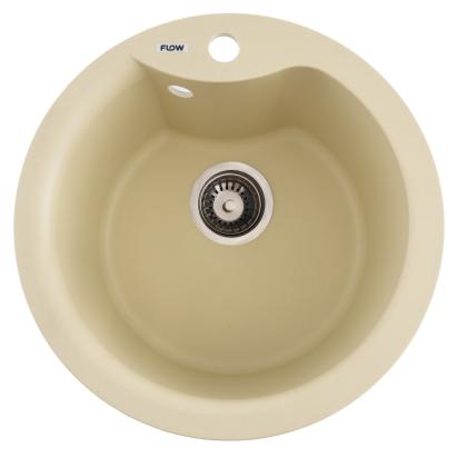 Chiuvetă de bucătărie din granit rotundă Ivory 485x210 mm, Flow Wave