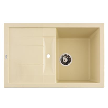 Chiuvetă bucătărie din granit Flow FORT Ivory, 1 cuvă cu scurgător, 775x495 mm