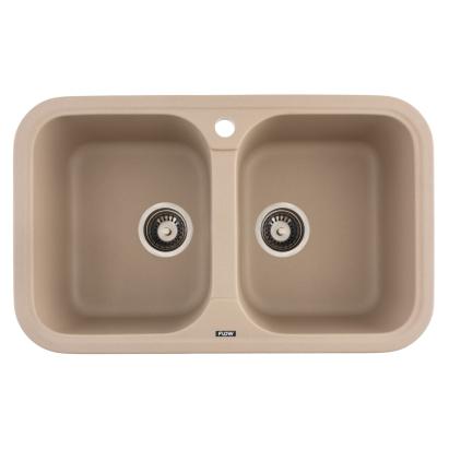 Chiuvetă de bucătărie din granit cu 2 cuve Flow TWINS Sahara 765x470 mm