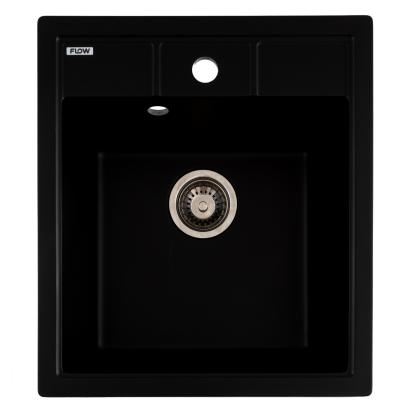 Chiuvetă de bucătărie din granit cu 1 cuvă Flow Brick, negru/antracit