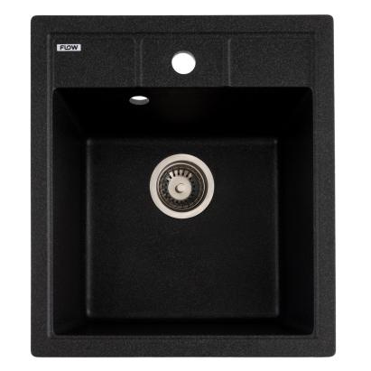 Chiuvetă de bucătărie din granit cu o cuvă Flow Brick Graphite 460x515 mm