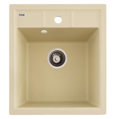 Chiuvetă de bucătărie din granit cu o cuvă BRICK Flow, Ivory, 460x515x200 mm