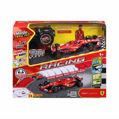 MAISTO SET PISTA CONSTRUIBILA CU MASINUTA FERRARI SF 24 RC CU TELECOMANDA 2.4GHz SCARA 1 LA 41