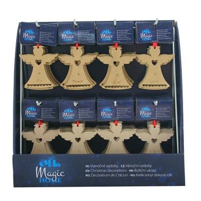 Set 96 ornamente de Craciun din lemn, suspendabile, 8 modele MagicHome