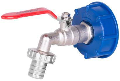 Set robinet IBC 3/4 din alama cu reductie 60 mm si iesire 1 inch