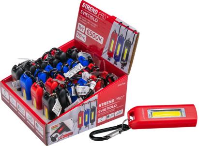 Svietidlo Strend Pro Keychain, kľúčenka, prívesok, s karabinkou, mix farieb, LED 75 lm, USB nabíjanie, 74x25x15 mm, Sellbox 24 ks