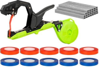 Cleste pentru legat plante Lizard, set cu 10 benzi si 10000 capse