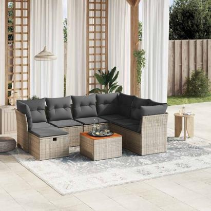 Set canapele de grădină cu perne, 8 piese, gri, poliratan GartenMobel Dekor