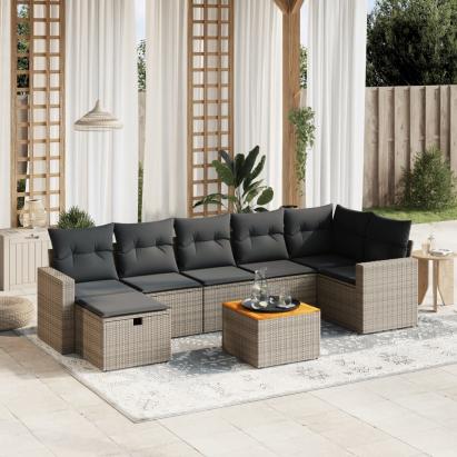Set canapele de grădină cu perne, 8 piese, gri, poliratan GartenMobel Dekor