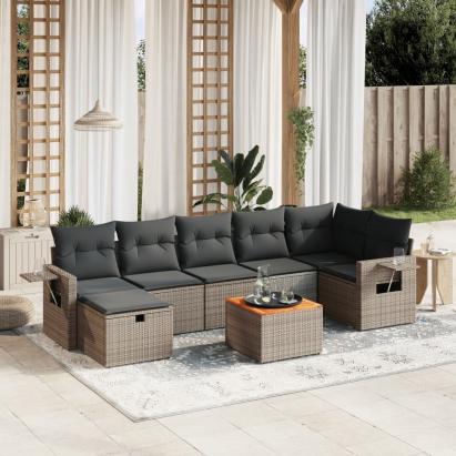 Set canapele de grădină cu perne, 8 piese, gri, poliratan GartenMobel Dekor