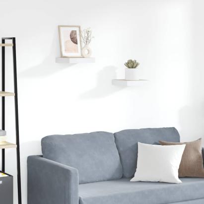 Rafturi perete suspendate 2 buc. alb/stejar 23x23,5x3,8 cm MDF GartenMobel Dekor