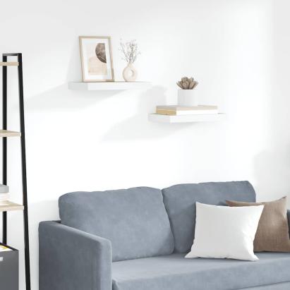 Rafturi perete suspendate 2 buc. alb/stejar 40x23x3,8 cm MDF GartenMobel Dekor