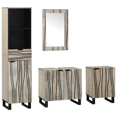 Set de mobilier pentru baie cu ușă 4 pcs Maro Nuc Lemn compozit GartenMobel Dekor