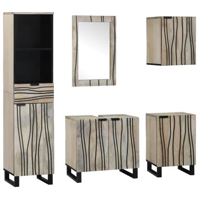 Set de mobilier pentru baie cu ușă 5 pcs Maro Nuc Lemn compozit GartenMobel Dekor