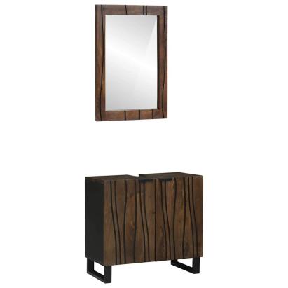 Set de mobilier pentru baie cu ușă 2 pcs Maro Nuc Lemn compozit GartenMobel Dekor