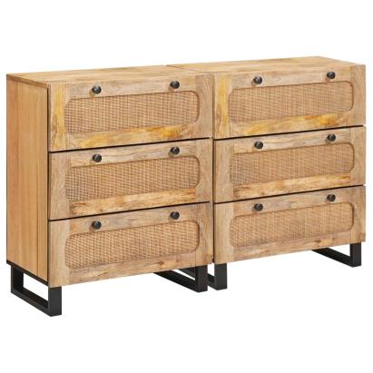 Bufet 2 pcs Maro 60 x 33 x 75 cm Lemn de mango solid GartenMobel Dekor