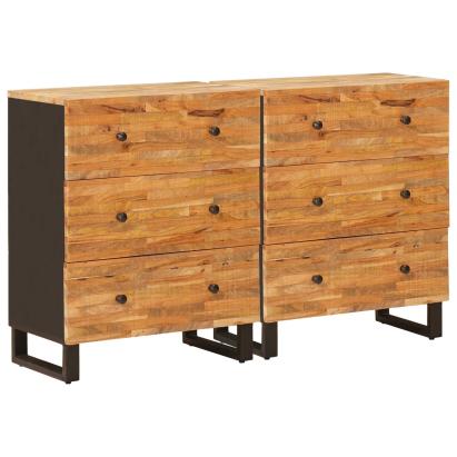 Bufet 2 pcs Maro 60 x 33 x 75 cm Lemn de mango solid GartenMobel Dekor