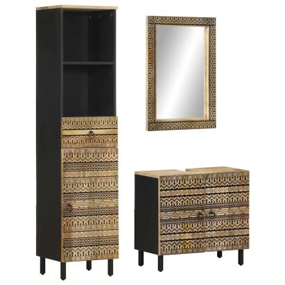 Set mobilier de baie, 3 piese, lemn masiv de mango GartenMobel Dekor
