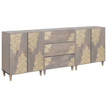Set dulap baie cu sertar 3 pcs Gri și Aur 180 x 33 x 75 cm GartenMobel Dekor