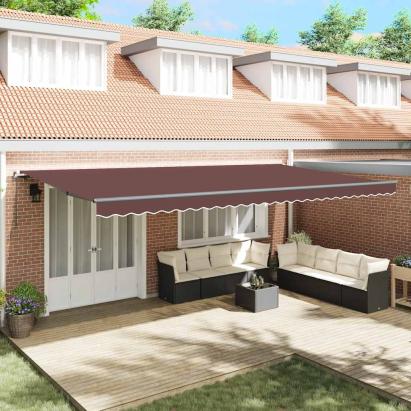 Copertină retractabilă manual, maro, 600x300 cm GartenMobel Dekor