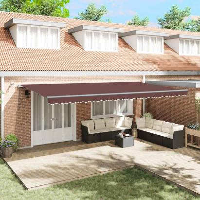 Copertină retractabilă automat cu LED-uri, maro, 600x300 cm GartenMobel Dekor