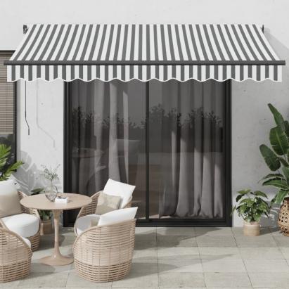Copertină retractabilă automat, antracit/alb, 350x250 cm GartenMobel Dekor