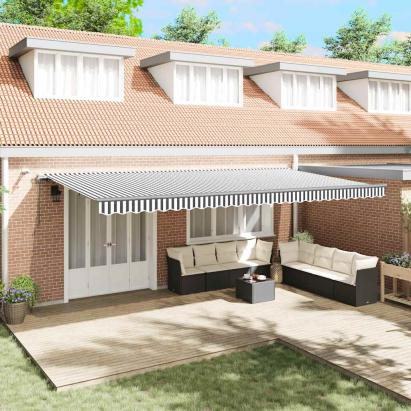 Copertină retractabilă automat cu LED, antracit/alb, 600x300 cm GartenMobel Dekor