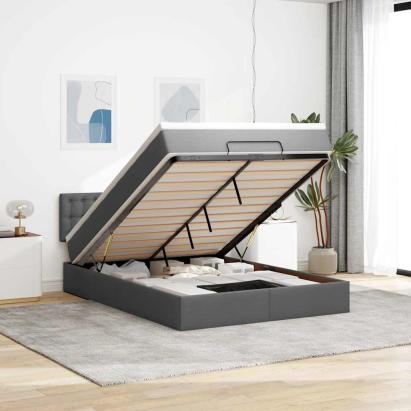 Pat otoman cu saltea țesătură gri închis 140x190 cm GartenMobel Dekor