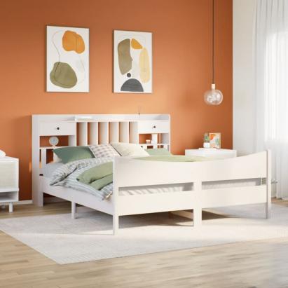 Cadru de pat fără saltea, alb, 180x200 cm, lemn masiv pin GartenMobel Dekor