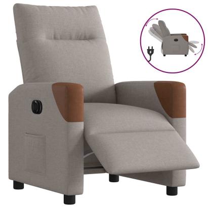Fotoliu rabatabil electric, gri taupe, material textil GartenMobel Dekor