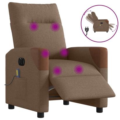 Fotoliu electric de masaj rabatabil, maro, textil GartenMobel Dekor