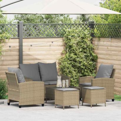 Set canapele de grădină cu perne, 6 piese, bej, poliratan GartenMobel Dekor
