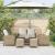 Set canapele de grădină cu perne, 6 piese, bej, poliratan GartenMobel Dekor