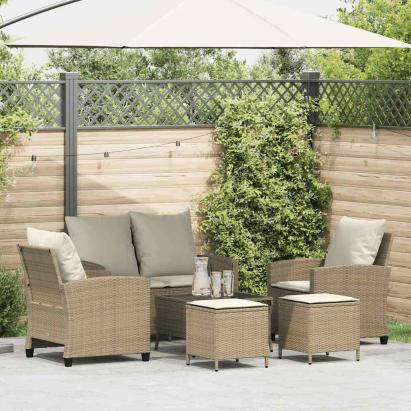 Set canapele de grădină cu perne, 6 piese, bej, poliratan GartenMobel Dekor