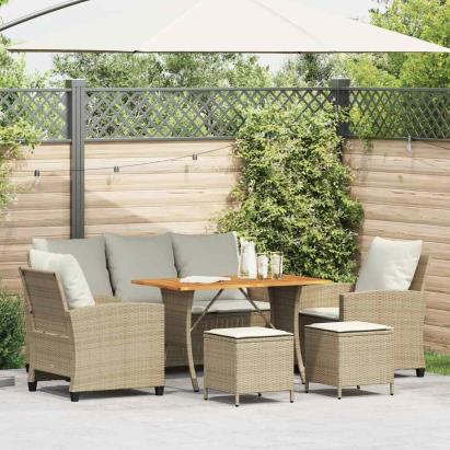 Set canapele de grădină cu perne, 6 piese, bej, poliratan GartenMobel Dekor