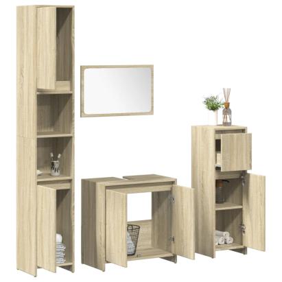 Set mobilier de baie, 4 piese, stejar sonoma, lemn prelucrat GartenMobel Dekor