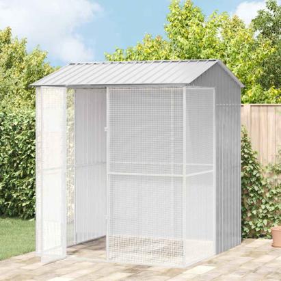 Cușcă pentru păsări Gri 215 x 210 x 247 cm Oțel Galvanizat GartenMobel Dekor