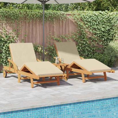 Șezlong 2 pcs Bej 200 x 67 x 84 cm Lemn Solid de Acacia GartenMobel Dekor