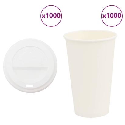 Cești de cafea din hârtie cu capace 1000 buc 16 oz 400 ml GartenMobel Dekor