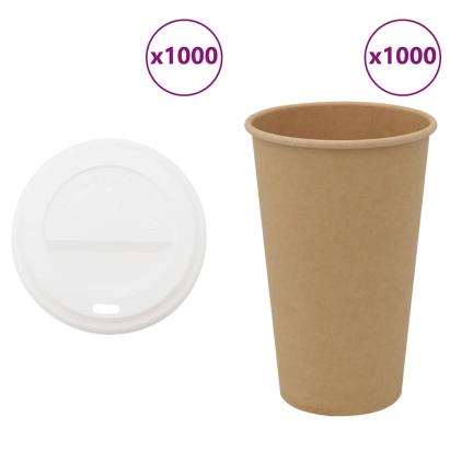 Cești de cafea din hârtie cu capace 1000 buc 16 oz 400 ml GartenMobel Dekor