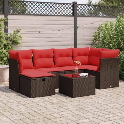 Set canapele de grădină cu perne, 7 piese, maro, poliratan GartenMobel Dekor