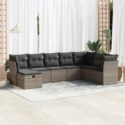 Set canapele de grădină cu perne, 8 piese, gri, poliratan GartenMobel Dekor