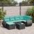 Set canapele de grădină cu perne, 7 piese, negru, poliratan GartenMobel Dekor