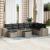 Set canapele de grădină, 9 piese, cu perne, gri, poliratan GartenMobel Dekor
