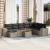 Set canapele de grădină, 9 piese, cu perne, gri, poliratan GartenMobel Dekor