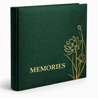 Album foto pentru 500 poze 10x15, cu buzunare, coperta verde florala