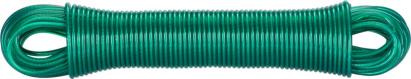 Sfoară de rufe PVC 30 m, 4 mm, cu miez din oțel, verde