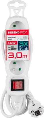 Prelungitor electric alb 3 m cu 3 prize si intrerupator ON/OFF
