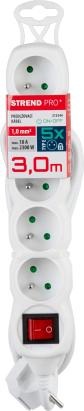 Prelungitor electric 3 m alb cu 5 prize si intrerupator Strend Pro